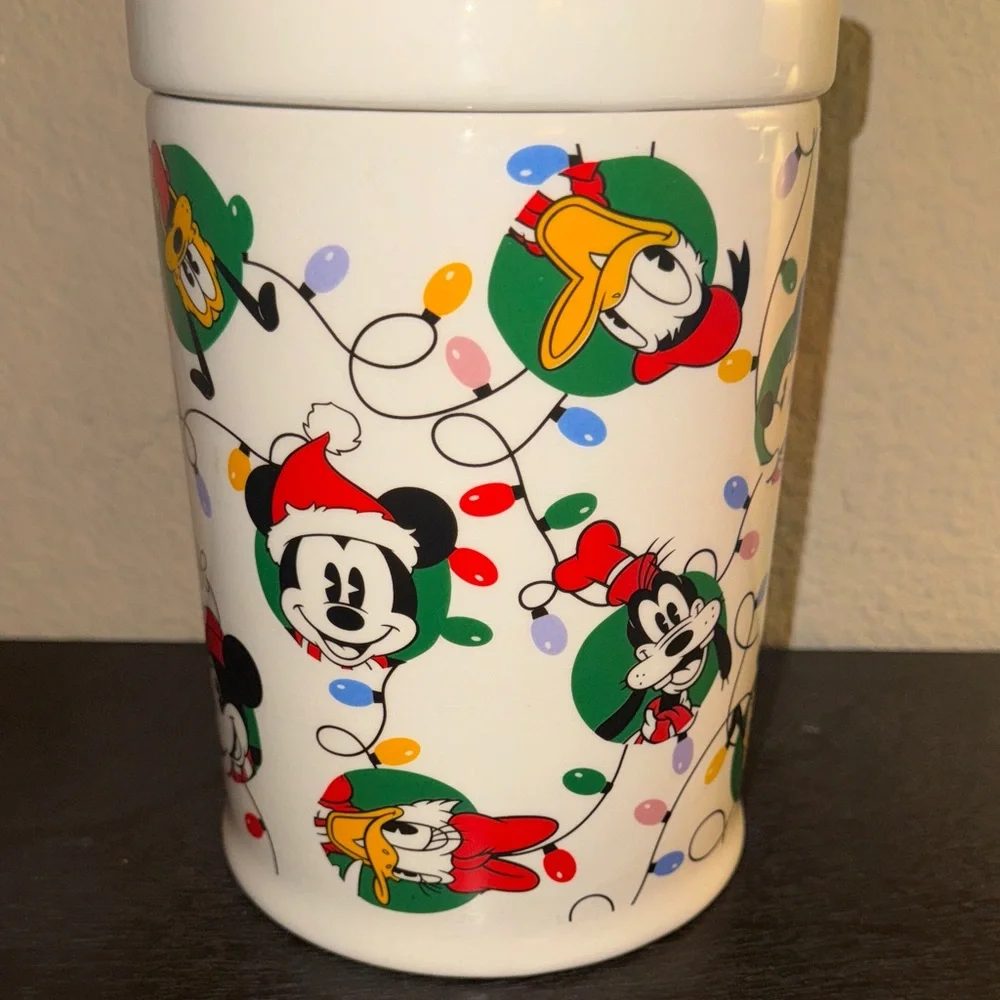 Disney White Ceramic Food Storage Jar with Characters Dog Treats‎ Bone Jar